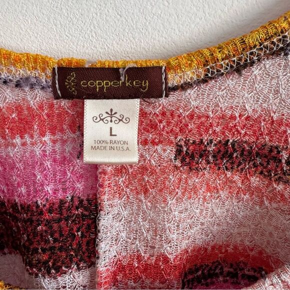 Womens COPPER KEY Sleeveless Top Striped Tank Buttons Colorful Stripes Large - Picture 3 of 8